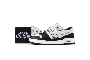 FF Match BlackWhite Leather Sneakers Side Profile