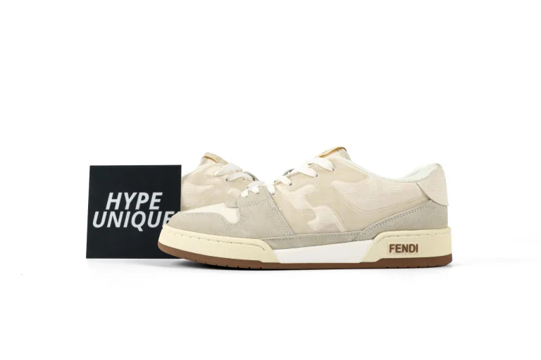 FF Match WhiteBeige Low-Top Sneakers Side Profile