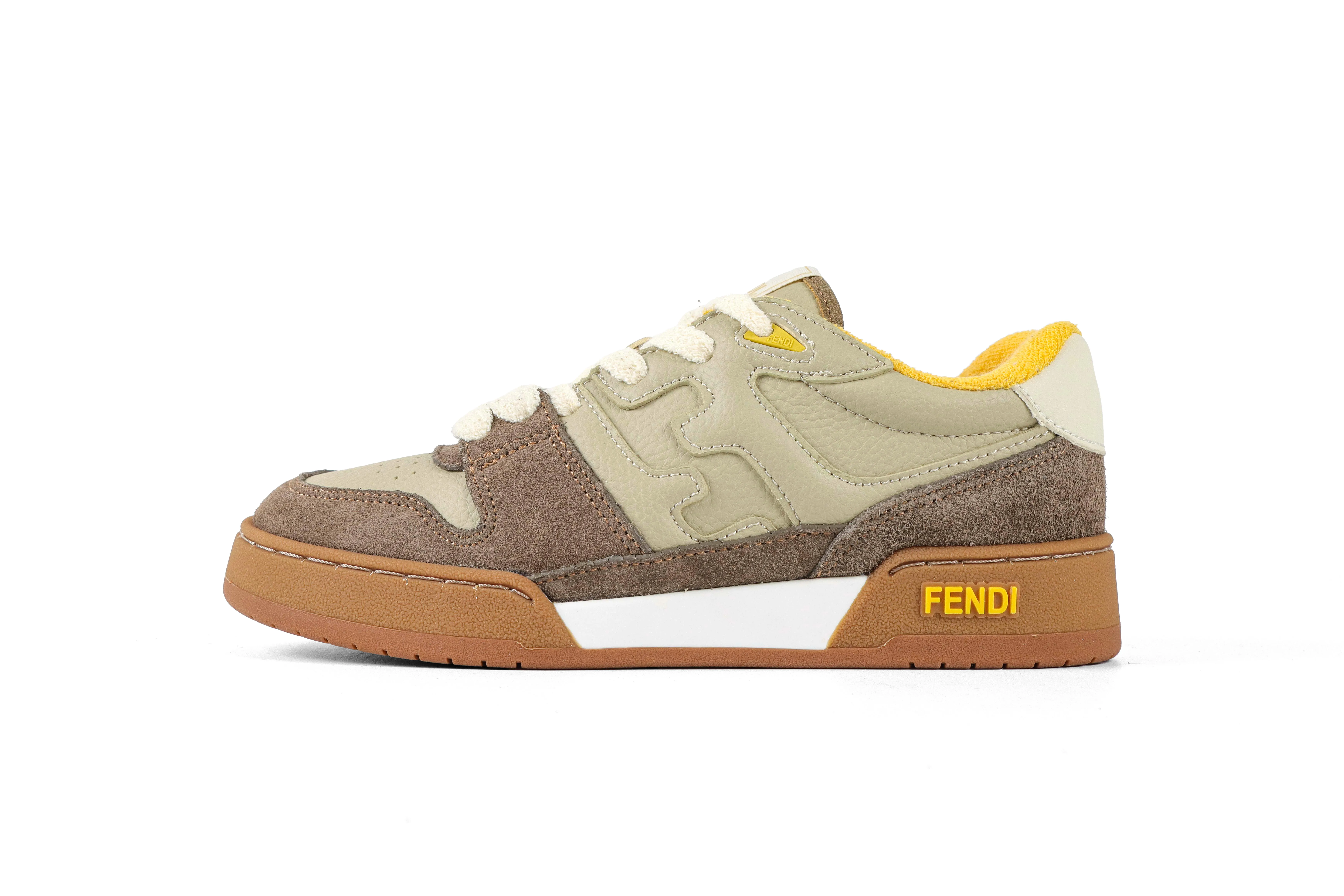 FF Match Yellow Beige Low-Top Sneakers Left Side View