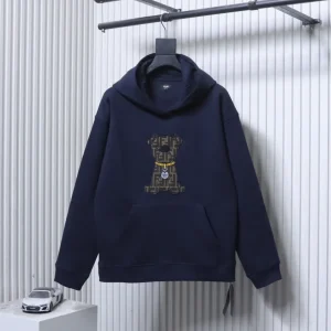 Front View FF Monogram French Bulldog Embroidered Hoodie