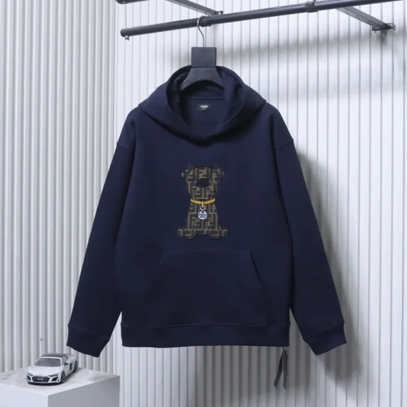 FF Monogram French Bulldog Embroidered Hoodie