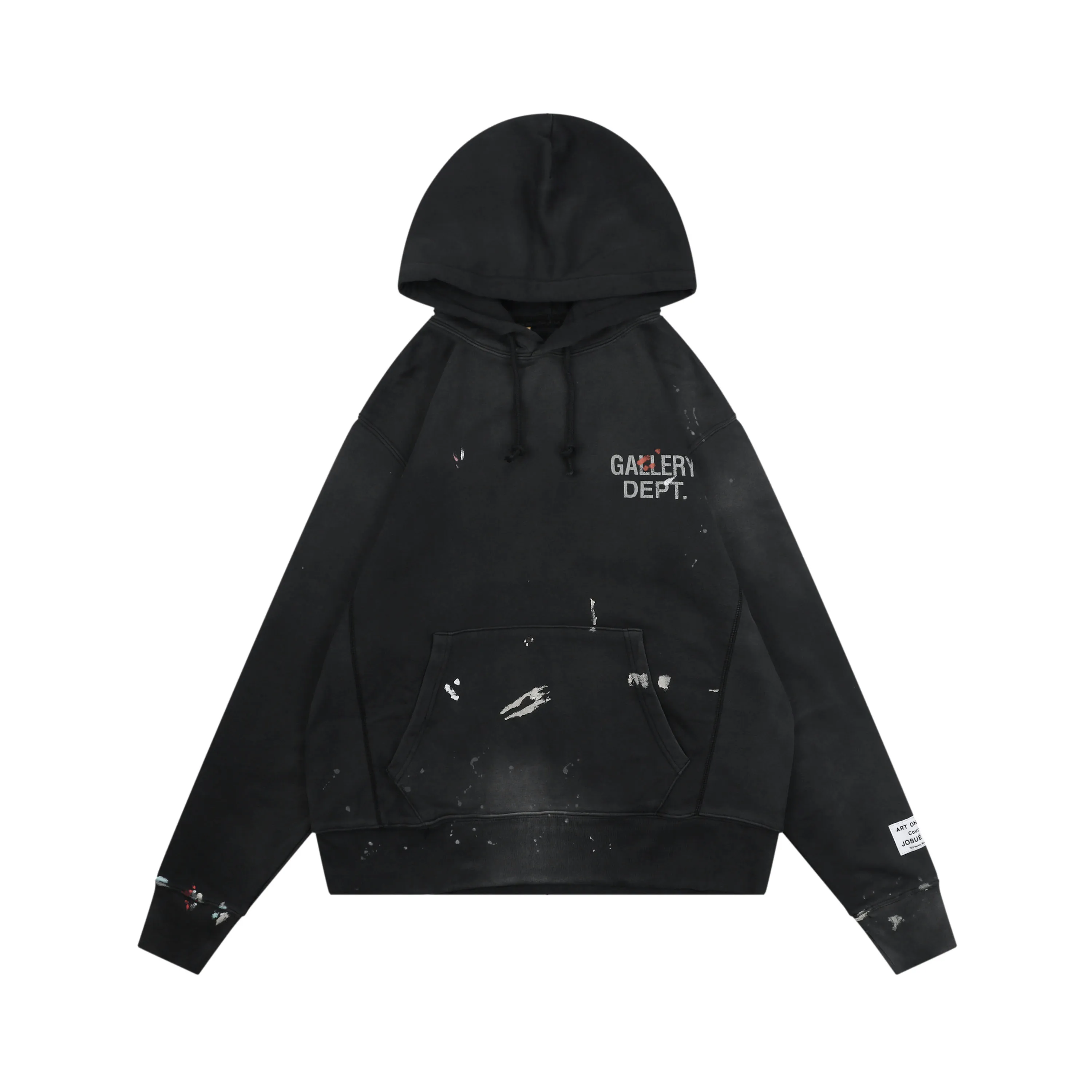 Front View Gallery Dept Red Splatter Distressed Logo Washed Hoodie