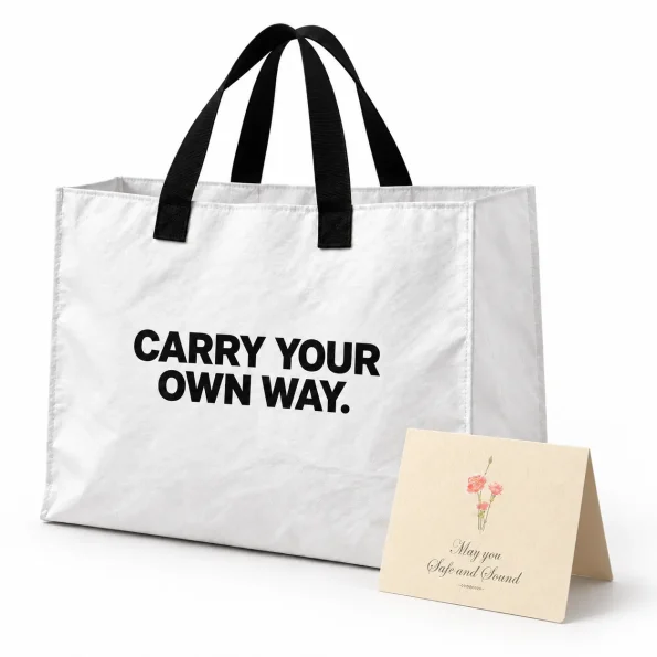 White Reusable Gift Bag with Greeting Card