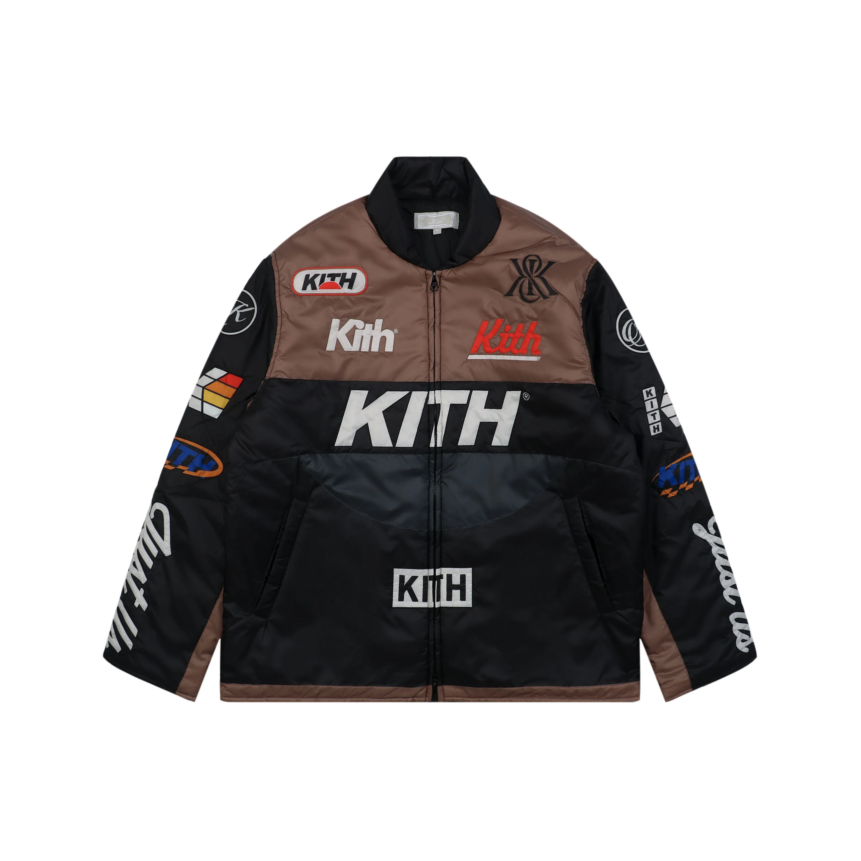 Front View KTH Brixton Color Block Quilted Motorcycle Jacket