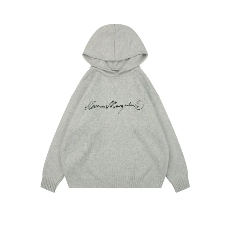 Front View MM Signature Print Wool-Blend Hooded Sweater
