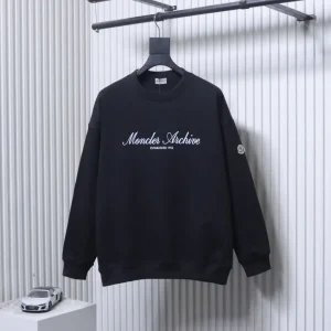 Front View Mcler 26SS Art Signature Logo Black Crewneck Sweatshirt