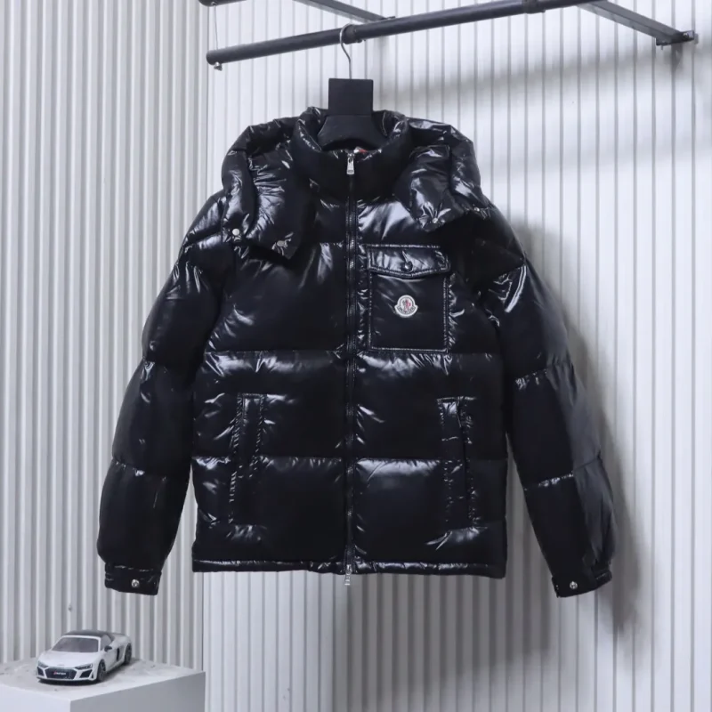 Mcler Black Glossy Nylon Down Puffer Jacket