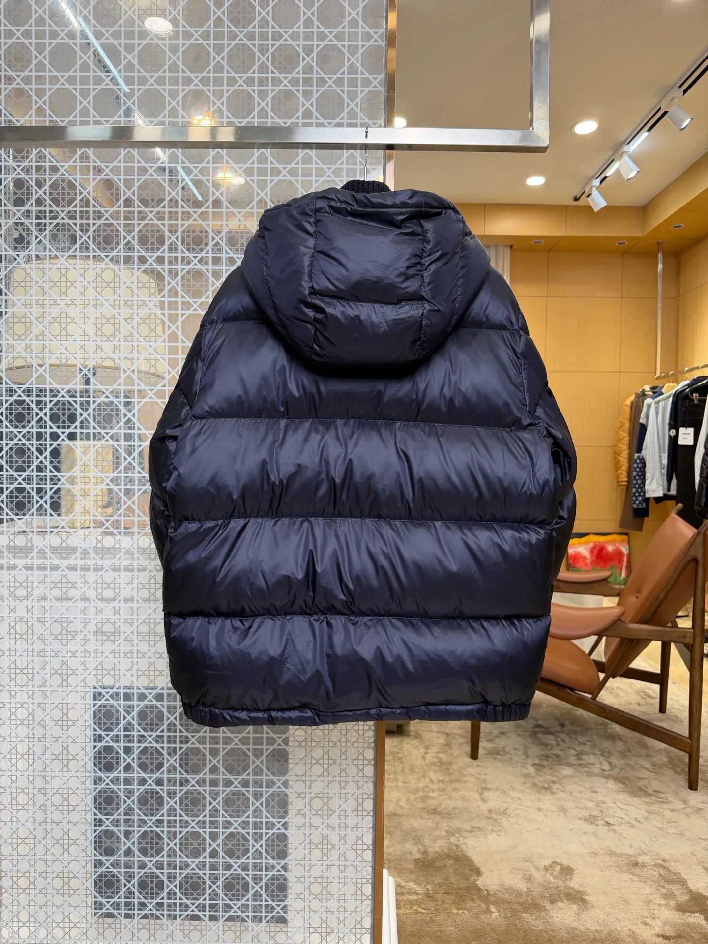 Back View Mcler Knit Collar Hooded Goose Down Jacket