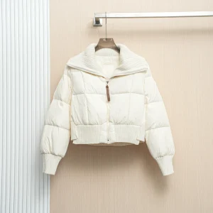 Front View Mcler MIRN Women's Faux Two-Piece Cropped Down Jacket