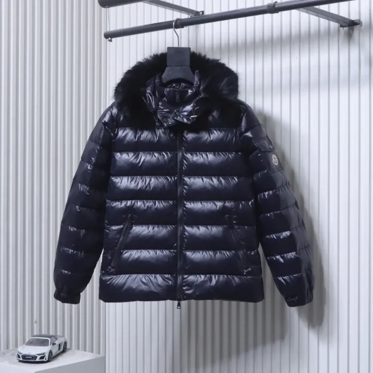 Front View Mcler WF Glossy Hooded Down Jacket