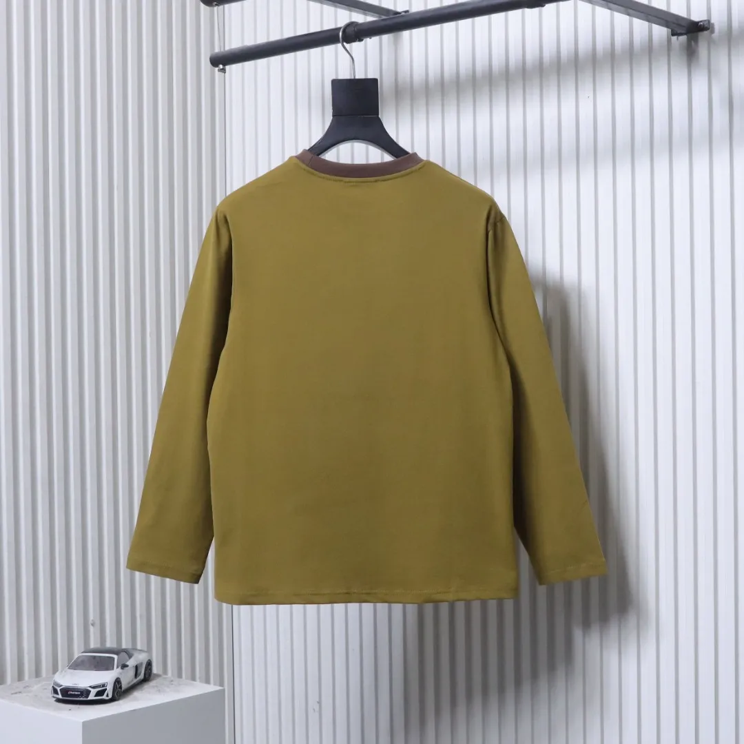 Back View MiuM Color Block Collar Embroidered Long-Sleeve Shirt