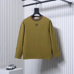 MiuM Color Block Collar Embroidered Long-Sleeve Shirt