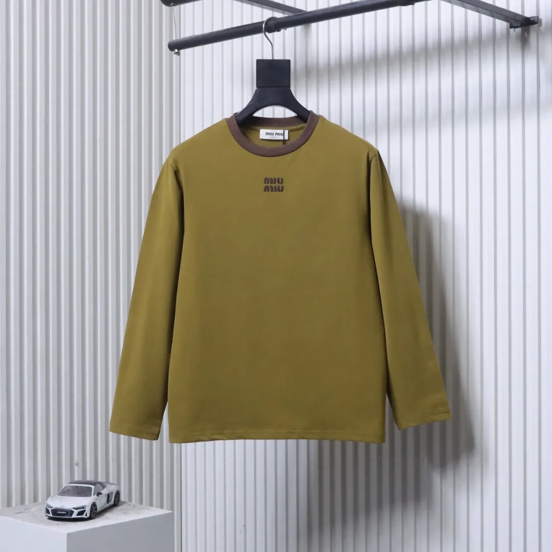 MiuM Color Block Collar Embroidered Long-Sleeve Shirt