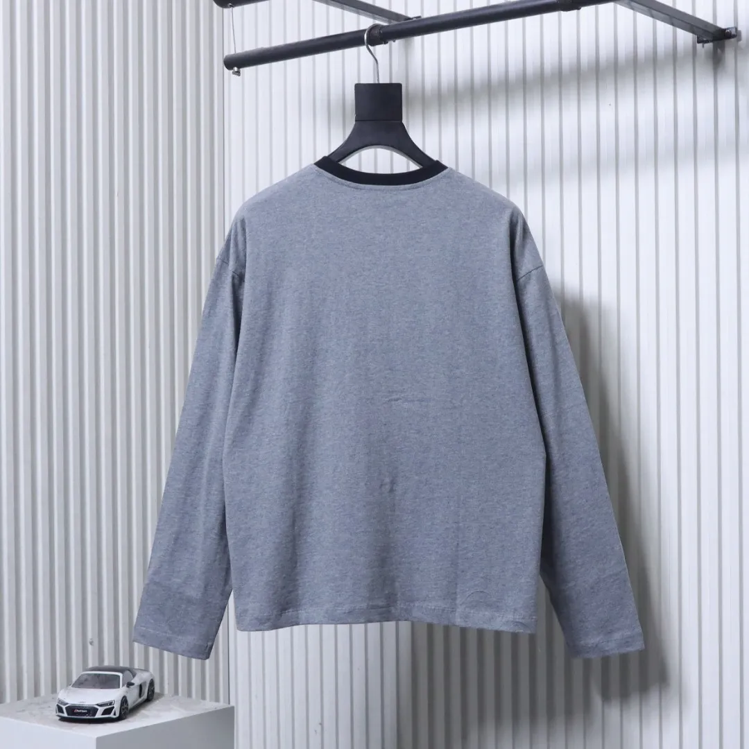 Back View MiuM Color Block Collar Embroidered Long-Sleeve Shirt