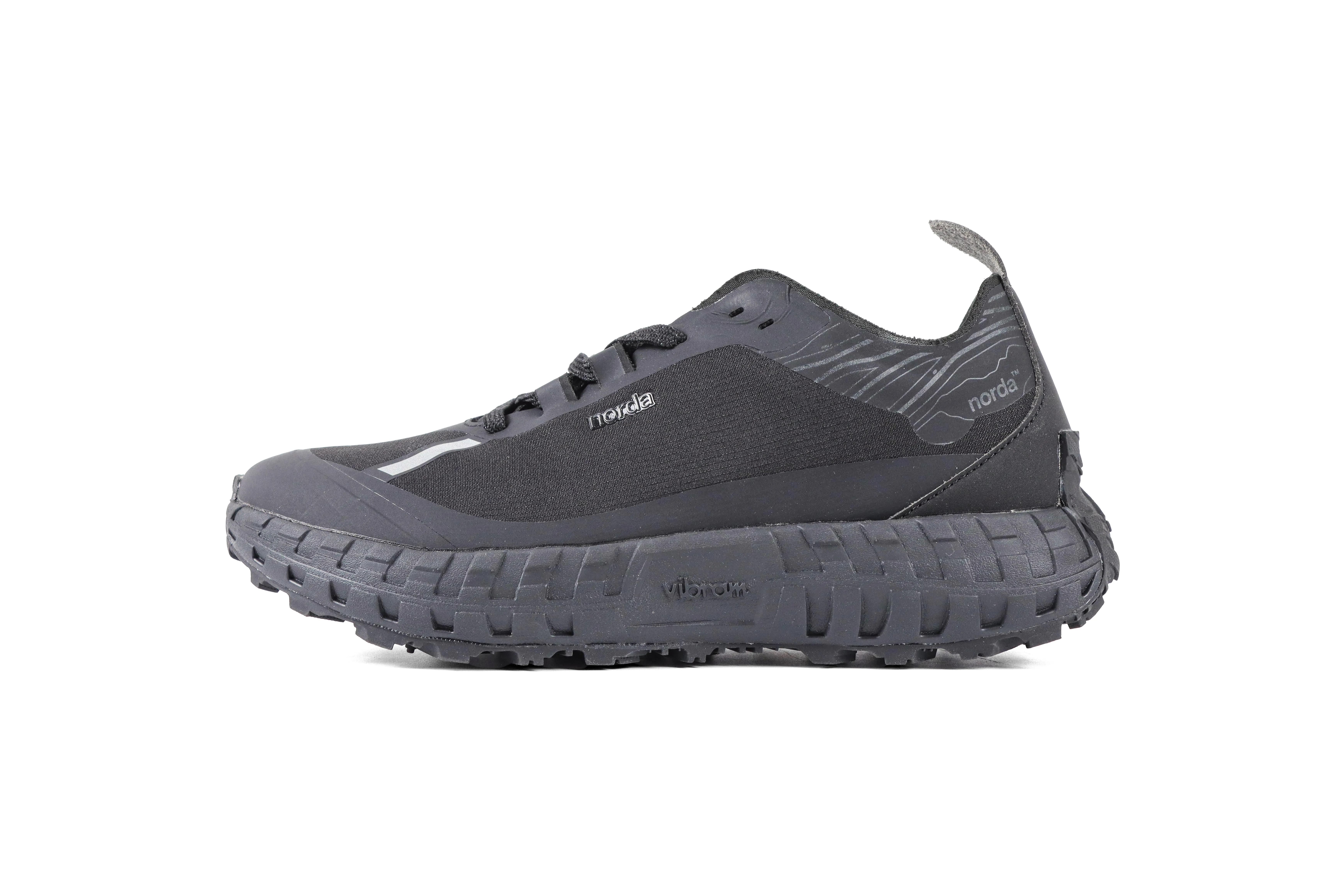 Norda 001A Stealth Black Trail Sneakers Left Side View