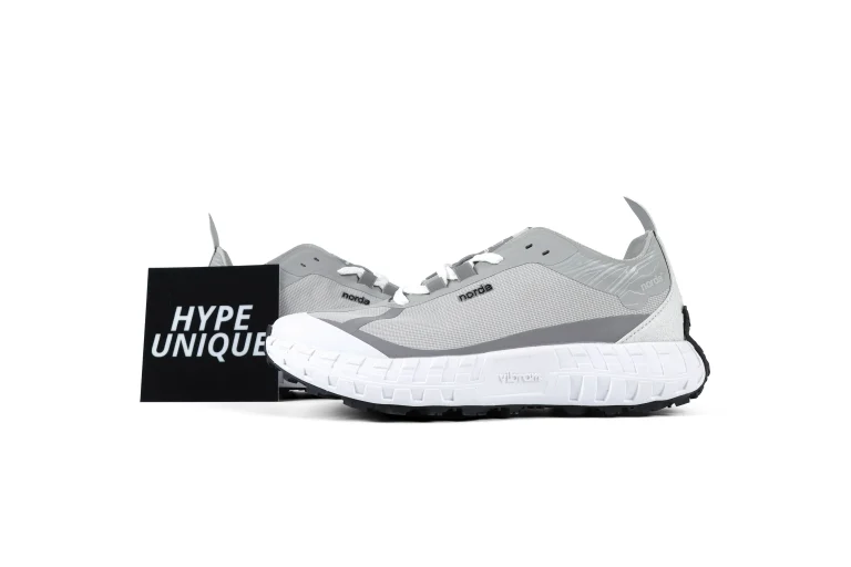 Norda x Reigning Champ 001 Heather Grey Trail Sneakers Side Profile