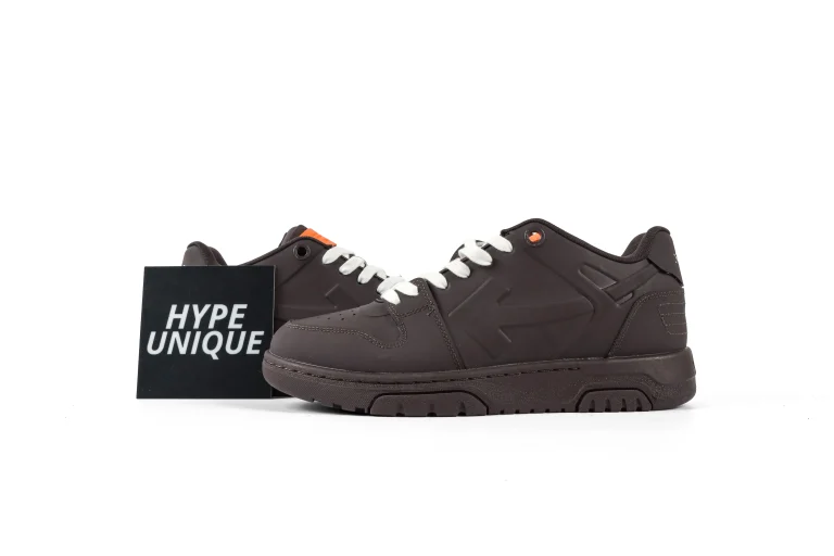 Off-White Out Of Office Dark Chocolate Brown Sneakers Side Profile