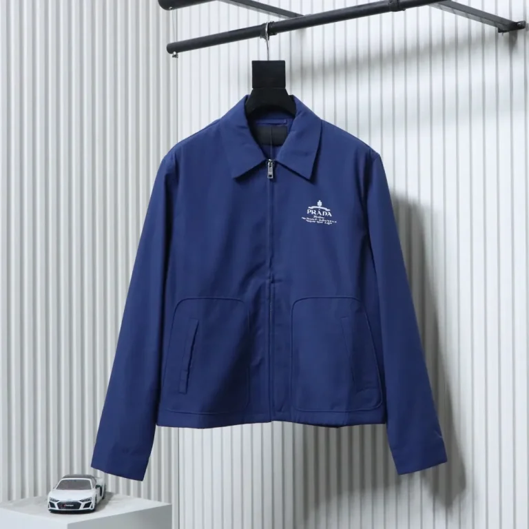Front View Oxford Cloth Zip-Up Jacket
