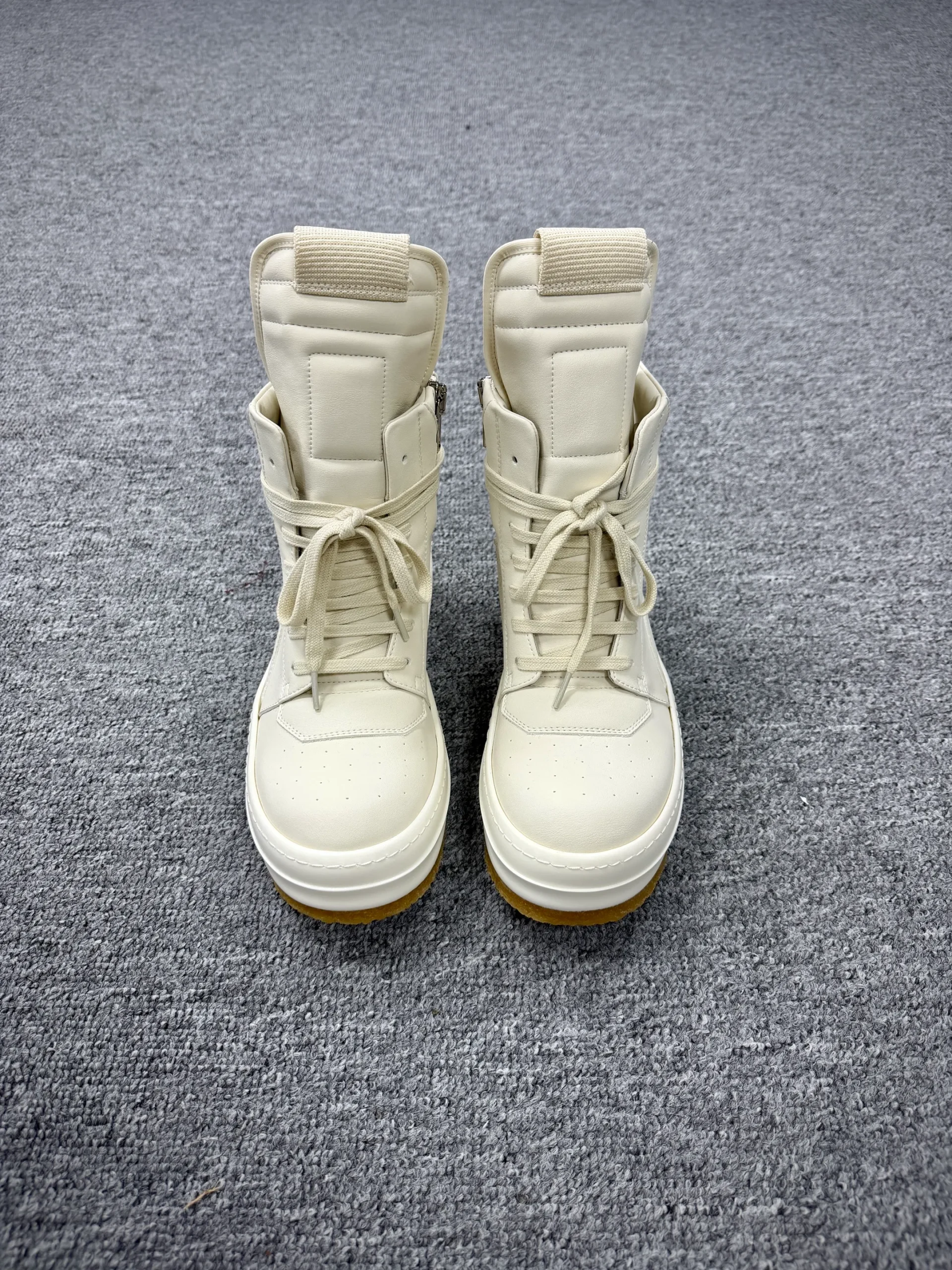 Front View R 0wens Creep Geobasket Milk Leather Sneakers