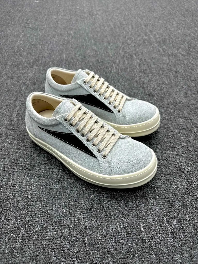 R 0wens DRKSHDW Oyster Black Milk Sneakers Angeled View