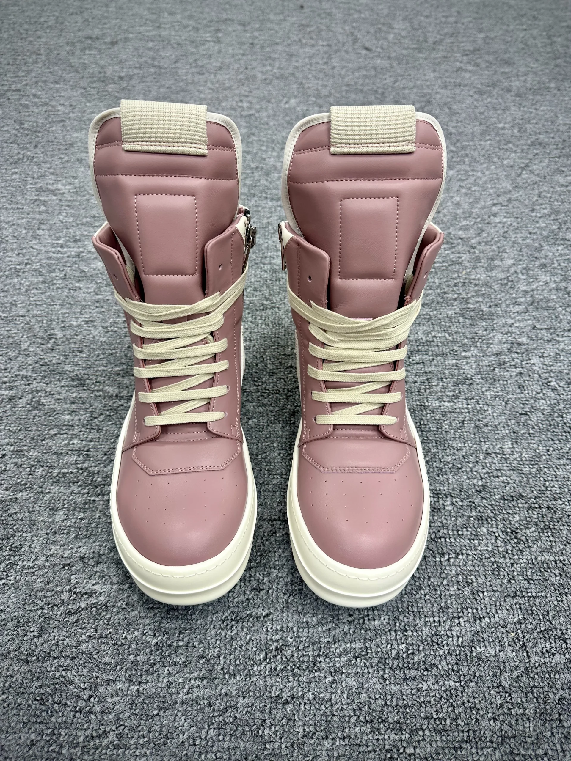 R 0wens Geobasket Dusty Pink Milk High-Top Sneakers Front View