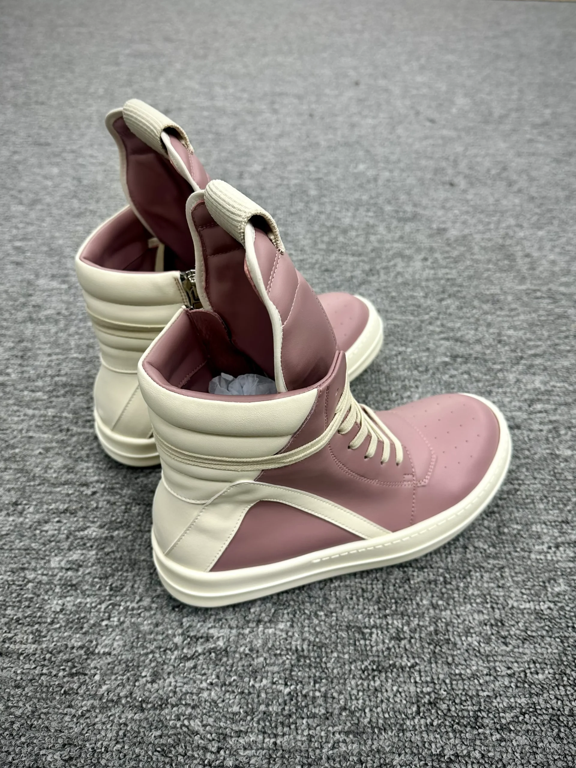 R 0wens Geobasket Dusty Pink Milk High-Top Sneakers Angeled View