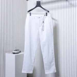 Front View RL Linen Cotton Embroidered Pony Logo Lightweight Trousers