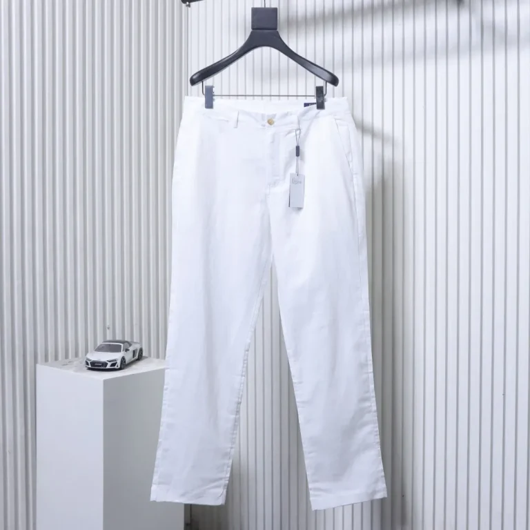 Front View RL Linen Cotton Embroidered Pony Logo Lightweight Trousers