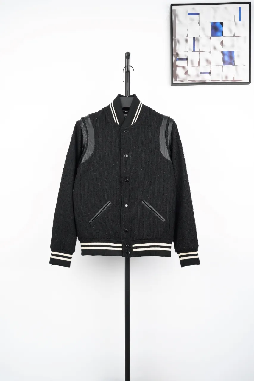 Front View SL Aries Wool Leather Varsity Jacket
