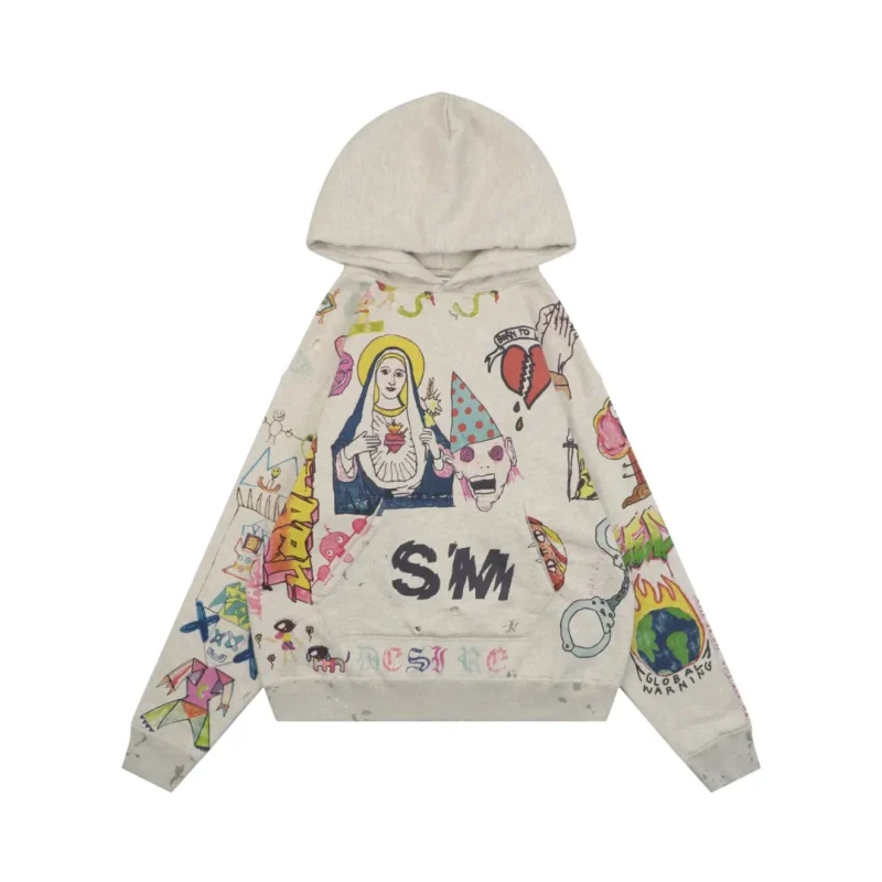 Saint Michael Simpson Graffiti Distressed Hoodie