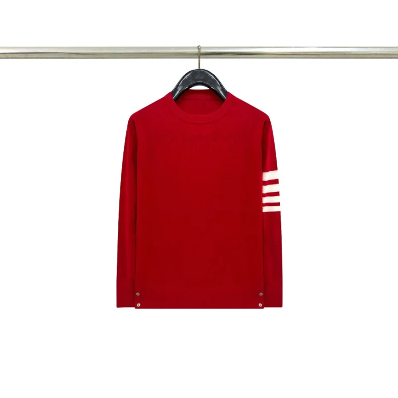 TB Fine Wool Four-Bar Crew Neck Cardigan