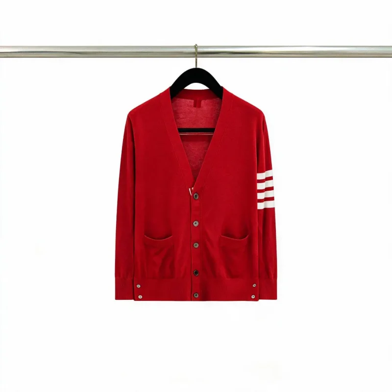 TB Four-Bar Fine Wool Button-Up Cardigan