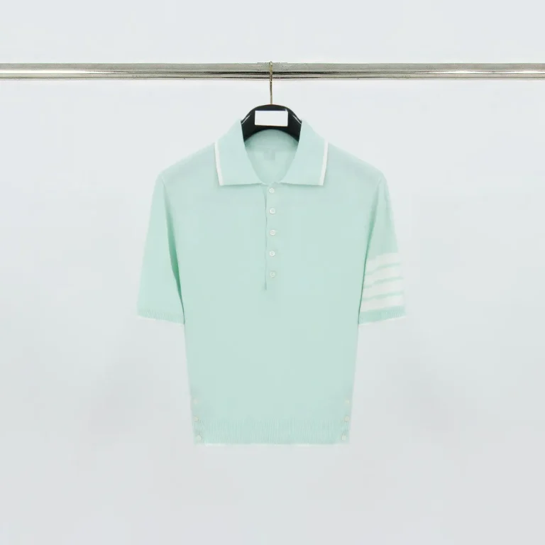 Front View TB Four-Bar Silk Cotton Short-Sleeve Polo T-Shirt