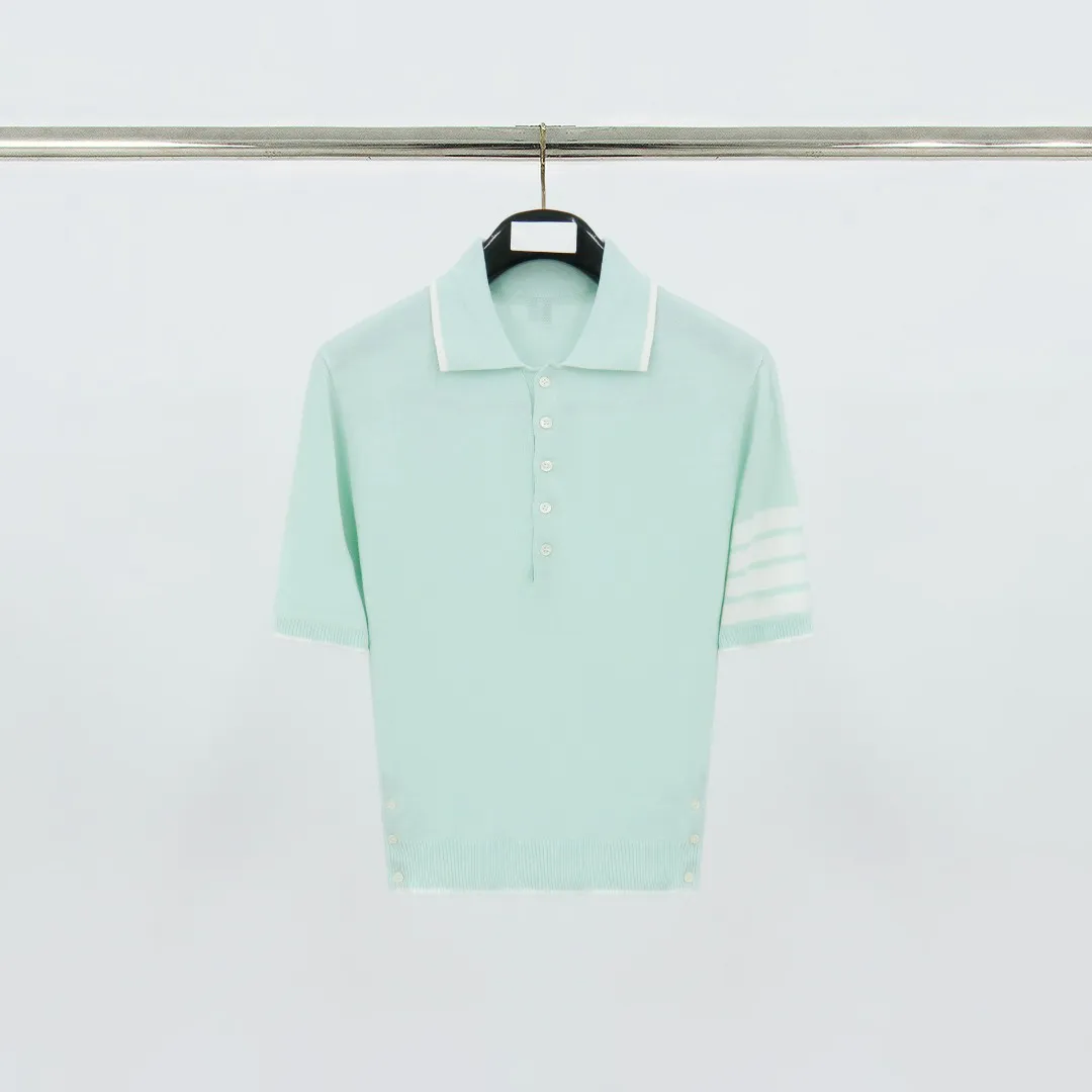 Front View TB Four-Bar Silk Cotton Short-Sleeve Polo T-Shirt