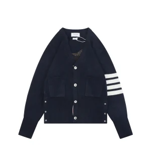 Front View TB K36 Four-Bar Pony Jacquard Hooded Cardigan