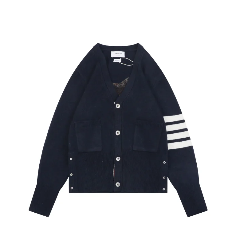 Front View TB K36 Four-Bar Pony Jacquard Hooded Cardigan