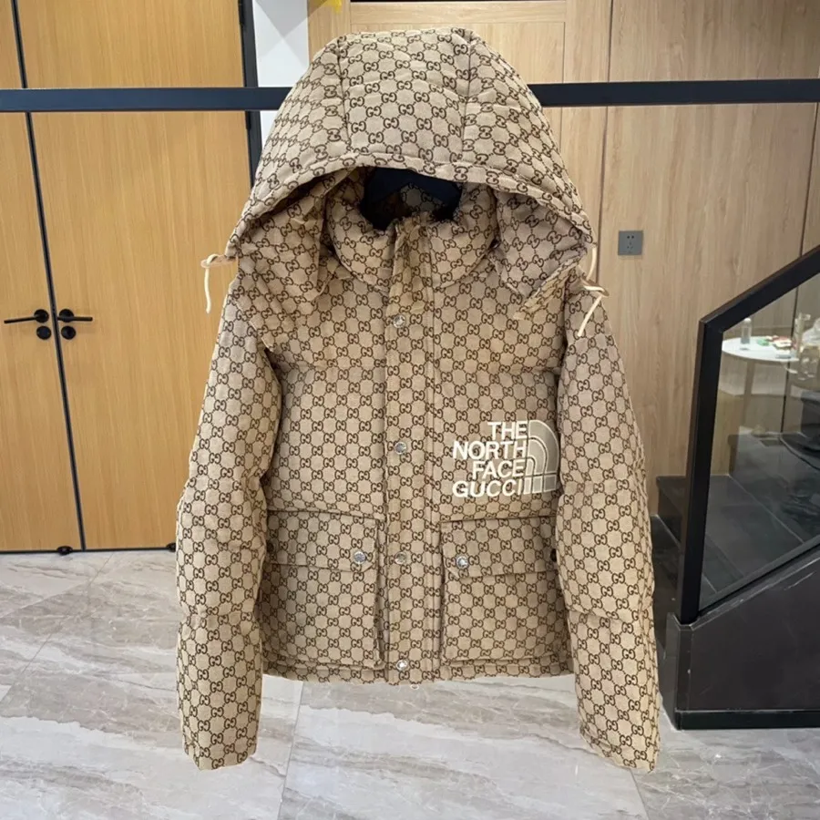 TNF x TUN BE LIFE Monogram Embroidered Down Puffer Jacket with Hoodie