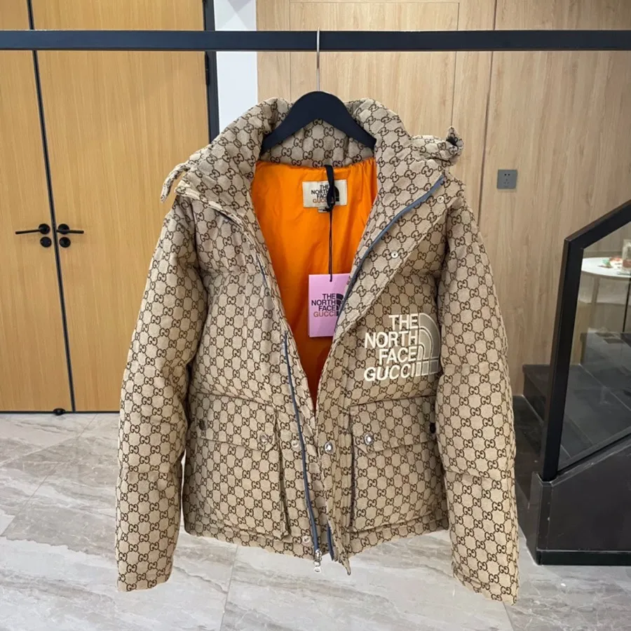 Open Zipper TNF x TUN BE LIFE Monogram Embroidered Down Puffer Jacket