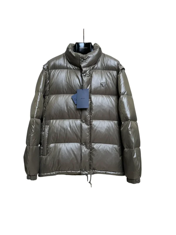 Triangle Logo Detachable Sleeve Re-Nylon Down Jacket
