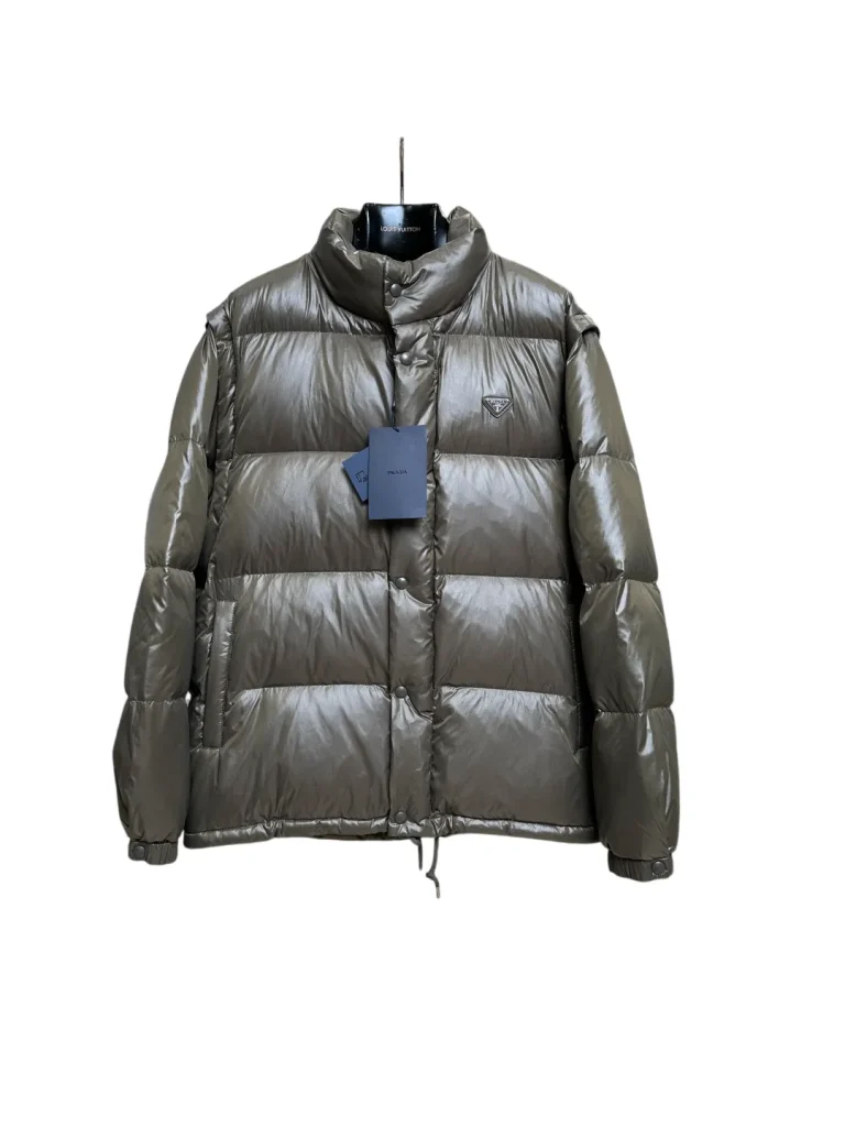 Triangle Logo Detachable Sleeve Re-Nylon Down Jacket