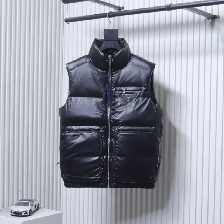 Front View Triangle Logo Double Pocket Down Vest