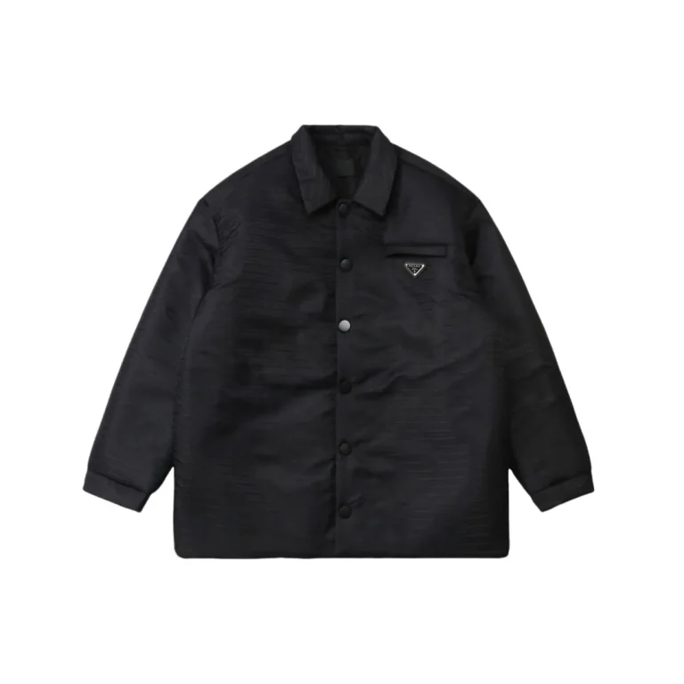 Front View Triangle Logo Jacquard Recycled Nylon Padded Jacket