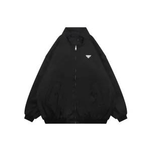 Front View Triangle Logo Re-Nylon Stand Collar Jacket