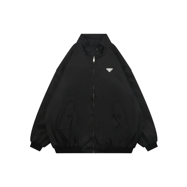 Front View Triangle Logo Re-Nylon Stand Collar Jacket