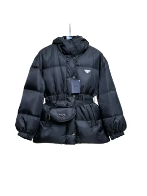 Women's Triangle Logo Ant Waist Hooded Down Jacket