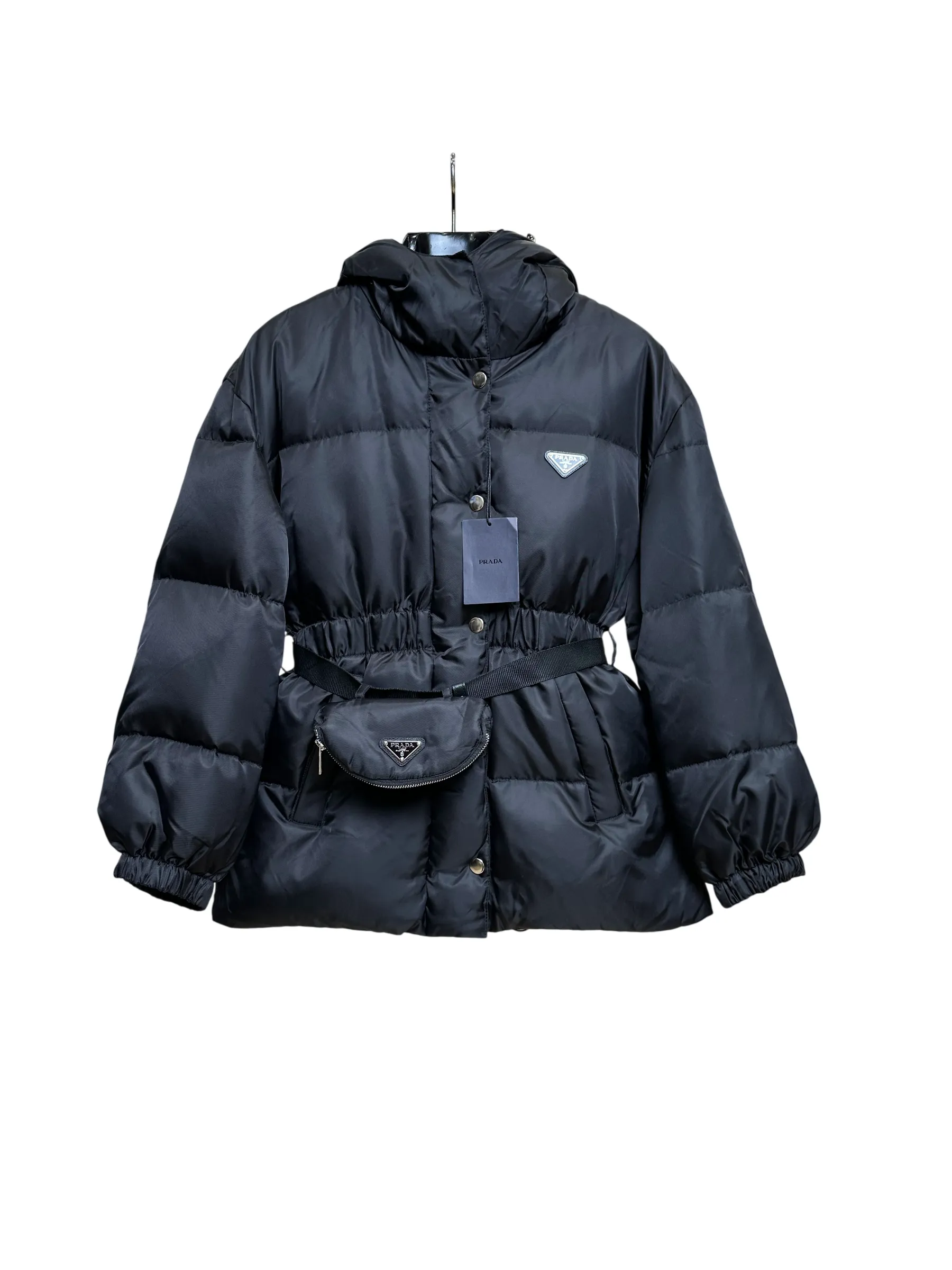 Women's Triangle Logo Ant Waist Hooded Down Jacket